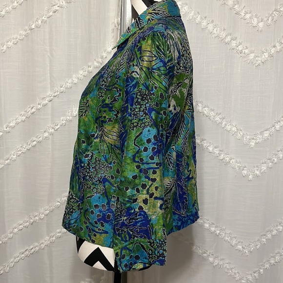 Ruby Rd. Zip Up Palm Leaf Nautical Blazer Size 14 Petite - Picture 4 of 9